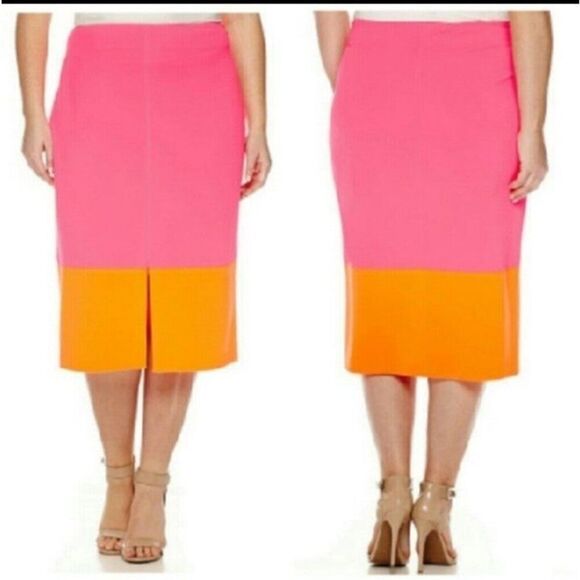 NWT PLUS Orange n pink pencil  skirt sz 22 - Picture 1 of 4